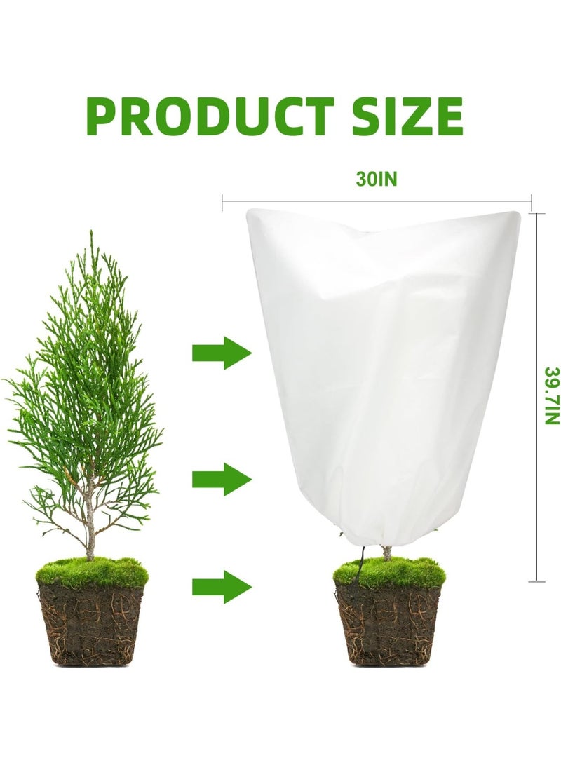 Relex 3 Packs Plant Covers Freeze Protection, 30" x 39.7" 2.25 ozFrost Cloth Plant Freeze Protection Tree Jacket Cover for Outdoor Plants Shrubs Potted, Garden Plant Winter Protection Bags with Drawstring - Image 4