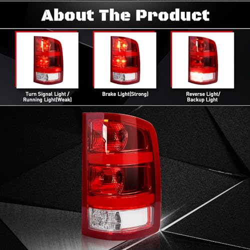 FICOLPO Tail Lights Assembly for 2007-2013 GMC Sierra 1500, 2007-2014 GMC Sierra 2500HD 3500HD (Red Shell, Passenger Side) - Image 4
