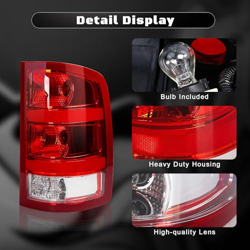 FICOLPO Tail Lights Assembly for 2007-2013 GMC Sierra 1500, 2007-2014 GMC Sierra 2500HD 3500HD (Red Shell, Passenger Side) - Image 5