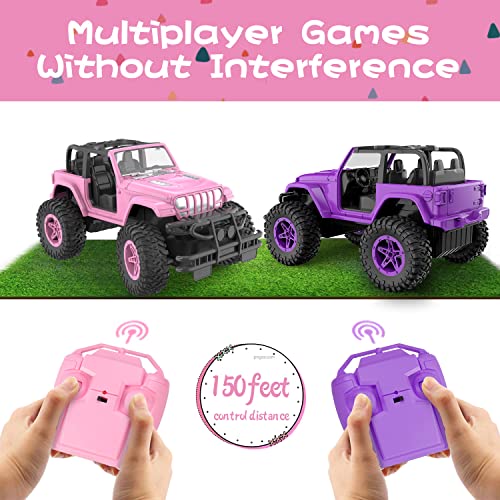 NQD RC Cars with DIY Sticker, 1:16 Scale Pink Remote Control Car for Girls, 80 Min Play 2.4Ghz Jeep RC Trucks, Little Girl Toys Birthday Xmas for 3 Years Old and Up - Image 3