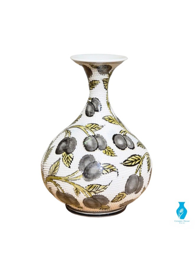 Handcrafted Decorative Vase, 15 cm, Fruit & Leaf Pattern - Image 2
