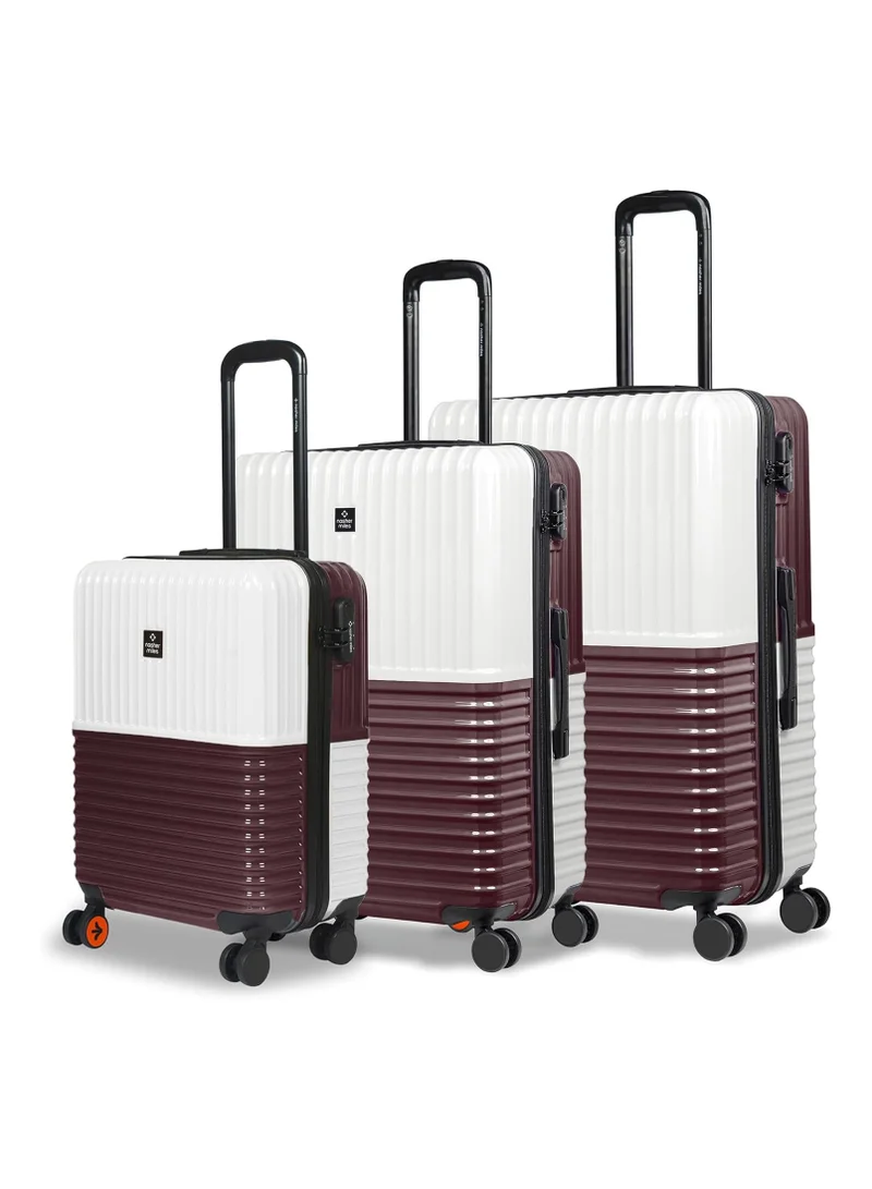 nasher miles Nasher Miles Istanbul Hard-Sided ABS and PC Luggage Set of 3 | 55cm, 65cm & 75cm | 8 Wheels Small, Medium & Large Trolley Bag for Travel | Suitcase (Cream Brown)