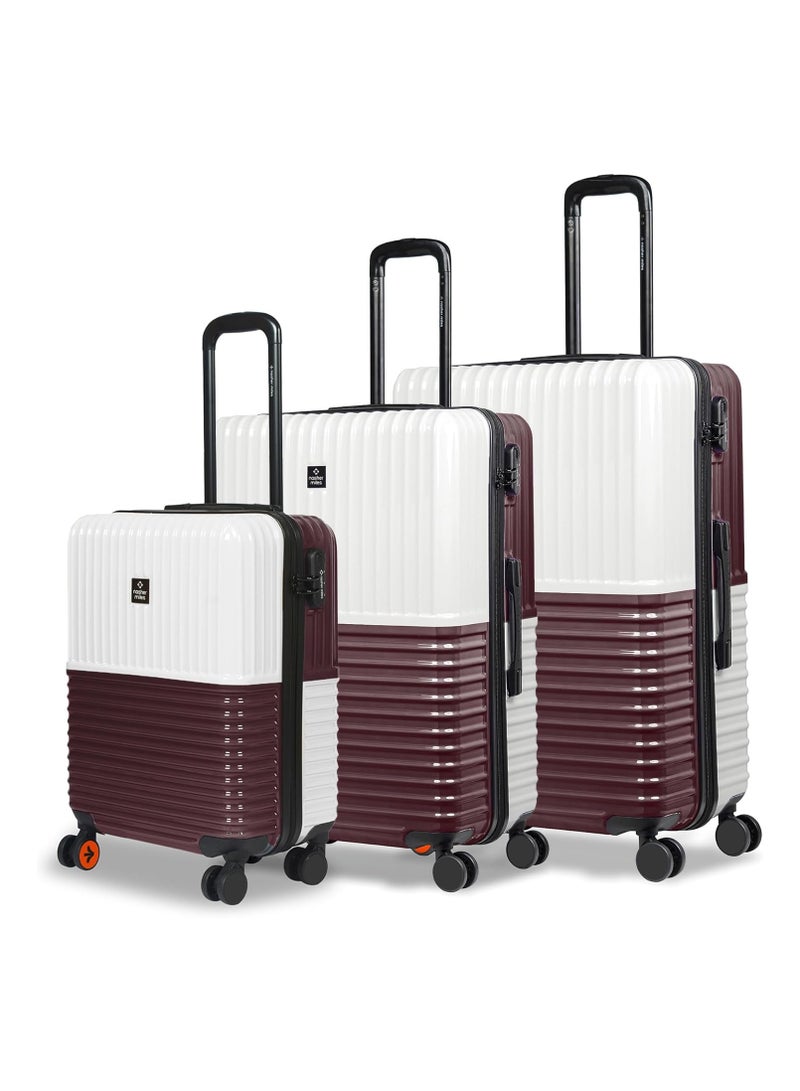 Nasher Miles Istanbul Hard-Sided ABS and PC Luggage Set of 3 | 55cm, 65cm & 75cm | 8 Wheels Small, Medium & Large Trolley Bag for Travel | Suitcase (Cream Brown) - Image 1