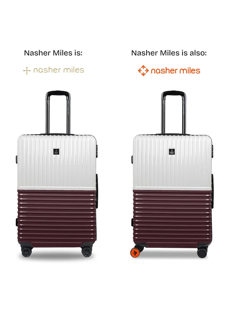 nasher miles Nasher Miles Istanbul Hard-Sided ABS and PC Luggage Set of 3 | 55cm, 65cm & 75cm | 8 Wheels Small, Medium & Large Trolley Bag for Travel | Suitcase (Cream Brown)