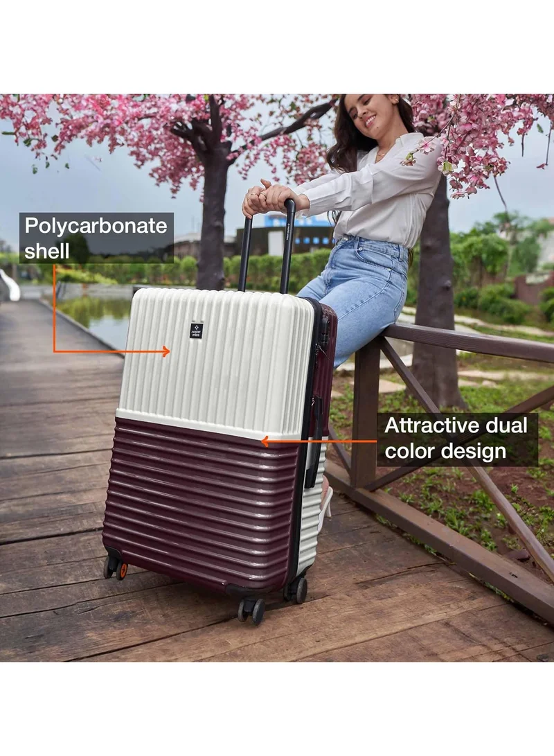 nasher miles Nasher Miles Istanbul Hard-Sided ABS and PC Luggage Set of 3 | 55cm, 65cm & 75cm | 8 Wheels Small, Medium & Large Trolley Bag for Travel | Suitcase (Cream Brown)