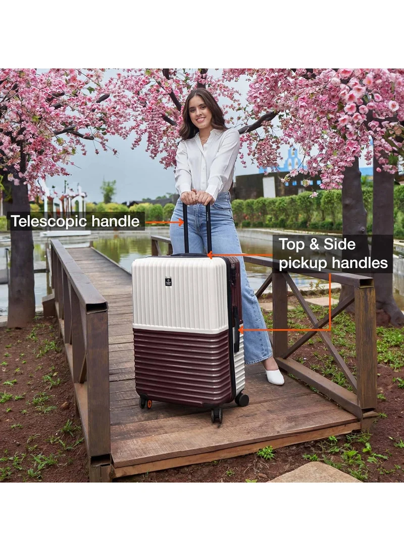 nasher miles Nasher Miles Istanbul Hard-Sided ABS and PC Luggage Set of 3 | 55cm, 65cm & 75cm | 8 Wheels Small, Medium & Large Trolley Bag for Travel | Suitcase (Cream Brown)