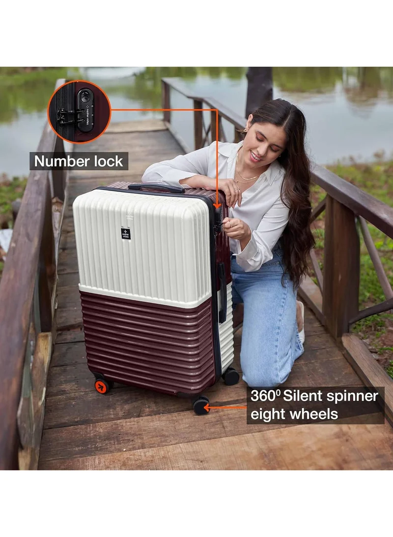 nasher miles Nasher Miles Istanbul Hard-Sided ABS and PC Luggage Set of 3 | 55cm, 65cm & 75cm | 8 Wheels Small, Medium & Large Trolley Bag for Travel | Suitcase (Cream Brown)