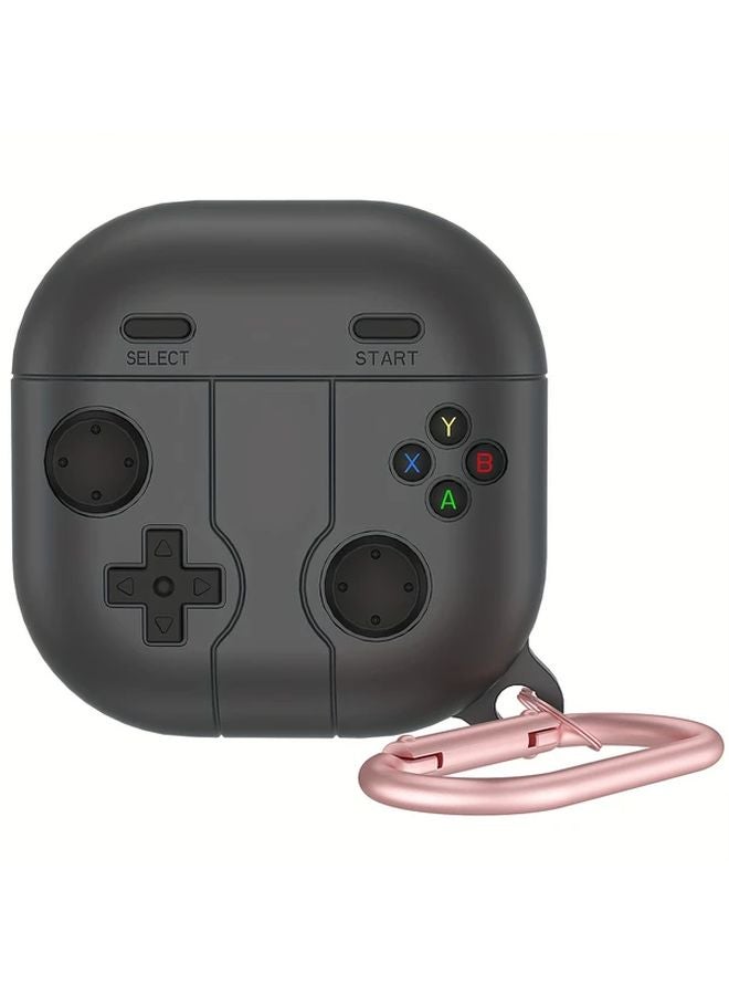 غلاف رمادي داكن لـ Galaxy Buds Live Pro FE 2 مع غطاء على الطراز gaming وخطاف معدني - Image 1