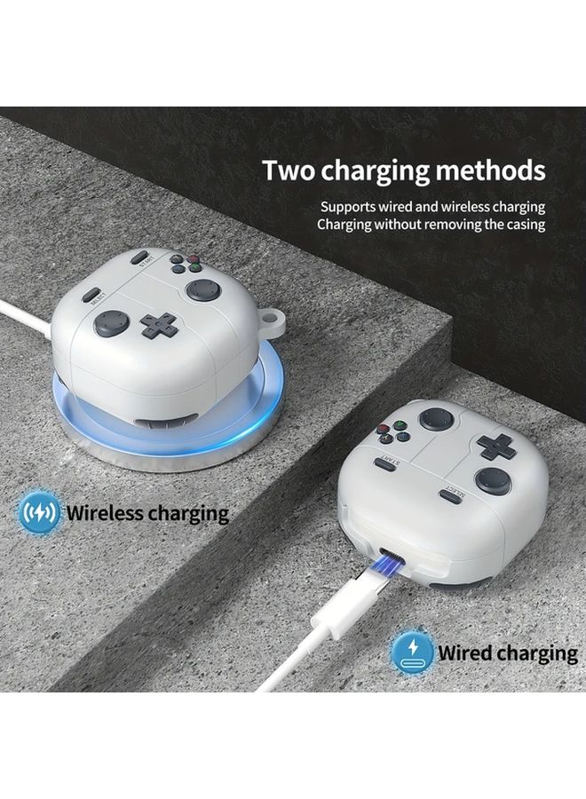 غلاف رمادي داكن لـ Galaxy Buds Live Pro FE 2 مع غطاء على الطراز gaming وخطاف معدني - Image 3