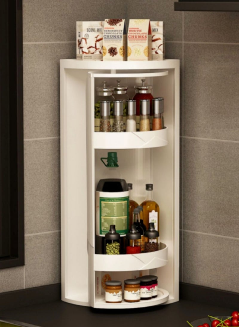 Multifunction Kitchen Storage Rack 4 Tier Storage Shelves Bathroom Storage Cabinet 360° Rotating Cosmetic Storage Rack Waterproof Bathroom Corner Shelf - Image 1