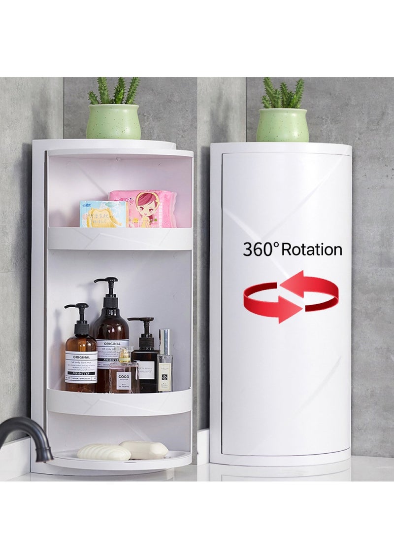 Multifunction Kitchen Storage Rack 4 Tier Storage Shelves Bathroom Storage Cabinet 360° Rotating Cosmetic Storage Rack Waterproof Bathroom Corner Shelf - Image 3