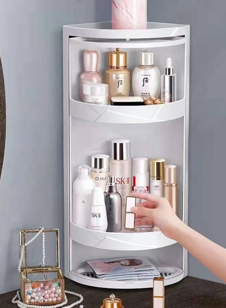 Multifunction Kitchen Storage Rack 4 Tier Storage Shelves Bathroom Storage Cabinet 360° Rotating Cosmetic Storage Rack Waterproof Bathroom Corner Shelf - Image 4