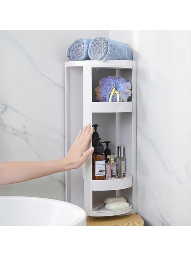 Multifunction Kitchen Storage Rack 4 Tier Storage Shelves Bathroom Storage Cabinet 360° Rotating Cosmetic Storage Rack Waterproof Bathroom Corner Shelf - Image 5