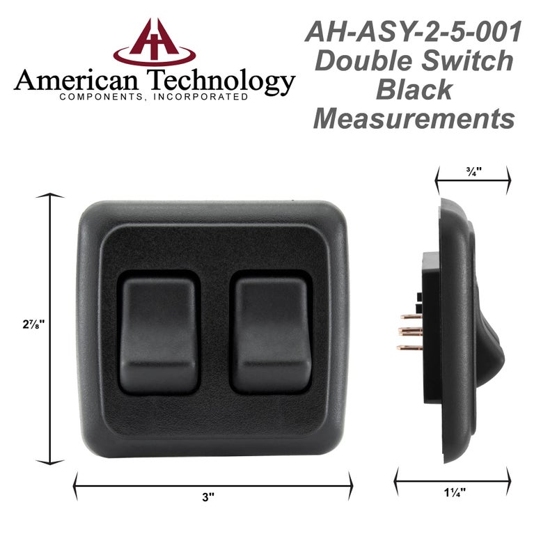 American Technology Components Double SPST On-Off Switch with Bezel, 12-Volt, for RV, Trailer, Camper (Black) - Image 4