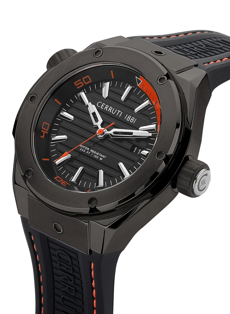 شيروتي 1881 ساعة روسيلو للرجال بحزام سيليكون أسود ٤٥ مم