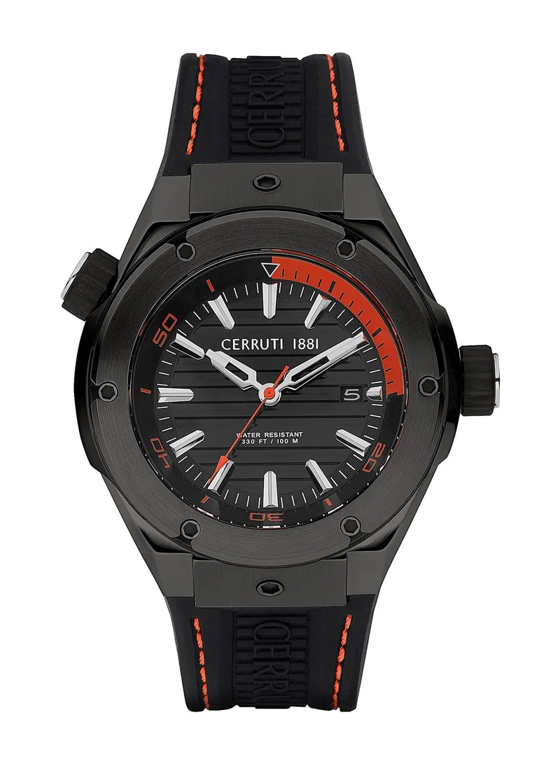Ruscello Black Dial Black Silicone Strap Watch for Men 45mm