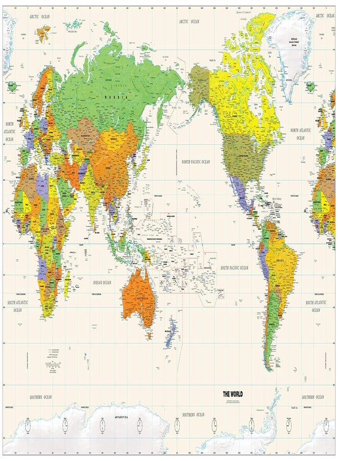 Globe Turner خريطة جدارية للعالم تتمحور حول المحيط الهادئ - 61 بوصة × 33.5 بوصة، مغلفة - Image 1