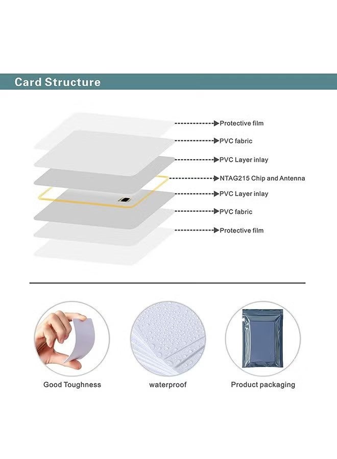 واي جيه 20 قطعة من بطاقات NFC فارغة, الشعارات بطاقات NTAG 215 PVC قابلة للبرمجة ، متوافقة مع Amiibo و TagMo لنظام Android جميع الهواتف ممكنة - Image 3