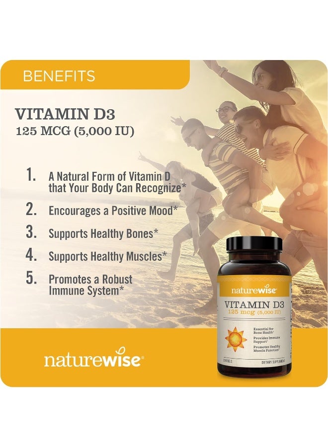 NatureWise Vitamin D3 5000Iu 125 Mcg Healthy Muscle Function, And Immune Suppor 90 Count - Image 2