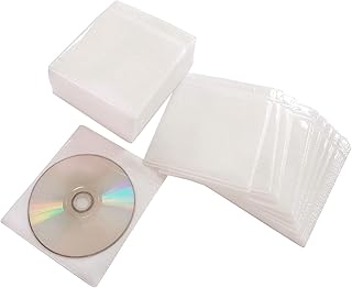 HAPLIVES HAPLIVES CD/DVD/BluRay Sleeves,Double-Sided Refill Plastic Sleeve for CD and DVD Storage Binders,100 Pack (White)  - Image 1