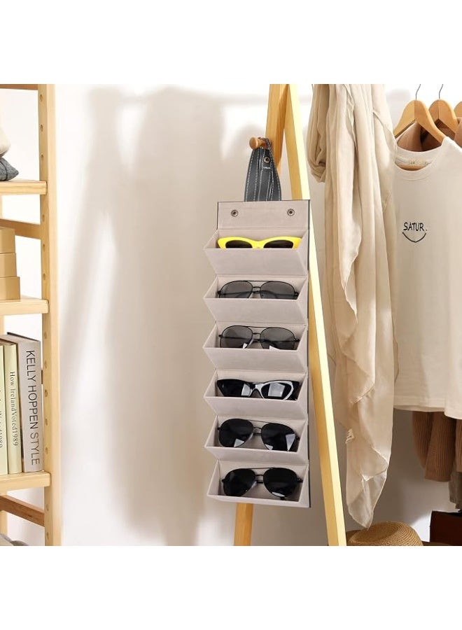5-Slot Foldable Sunglasses Organizer & Travel Glasses Case – Roll-Up Eyewear Storage Holder for Sunglasses, Prescription Glasses, Reading Glasses, Computer Glasses, Driving Eyewear & Oversized Frames, Hanging Protective Case for Home, Closet, Car, Handbag, Backpack, Suitcase & Travel, Multi-Purpose Storage for Watches, Jewelry and Small Accessories -  Black - Image 3