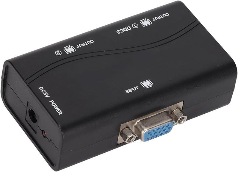 مقسم شاشة VGA عالي الدقة يعمل بالطاقة الUSB، توزيع مزدوج للشاشات، مطلي بالذهب، مناسب للترفيه المنزلي، مصنوع من مادة ABS - Image 1
