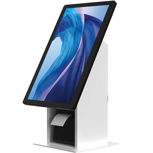 CTA Digital Self Service Kiosk POS Stand - CTA POS Kiosk with CPU & Printer Compartments for Digital Signage Displays TV's & Monitors up to 33 Pounds - for Restaurants, Retail & Business - White - (ADD-SSKPCW) - Image 1