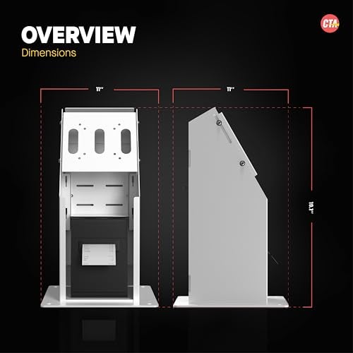 CTA Digital Self Service Kiosk POS Stand - CTA POS Kiosk with CPU & Printer Compartments for Digital Signage Displays TV's & Monitors up to 33 Pounds - for Restaurants, Retail & Business - White - (ADD-SSKPCW) - Image 3
