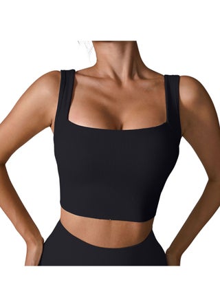 Casual sports vest, women's sleeveless square neck bra, elastic slim fit base shirt, soft skin-friendly blended fabric, versatile casual jacket, washable and anti-pilling (black/white/size M) - pzsku/ZA3269359B681D2B2F6BBZ/45/1745552297/0dfbb248-9e0a-443e-978c-64a44da1b4d5