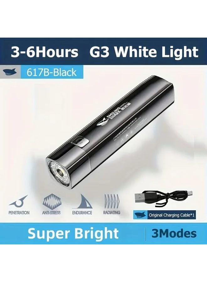 Smiling Shark Mini Flashlight 617B Black Super Bright Pocket Torch For Outdoor Hiking - Image 1