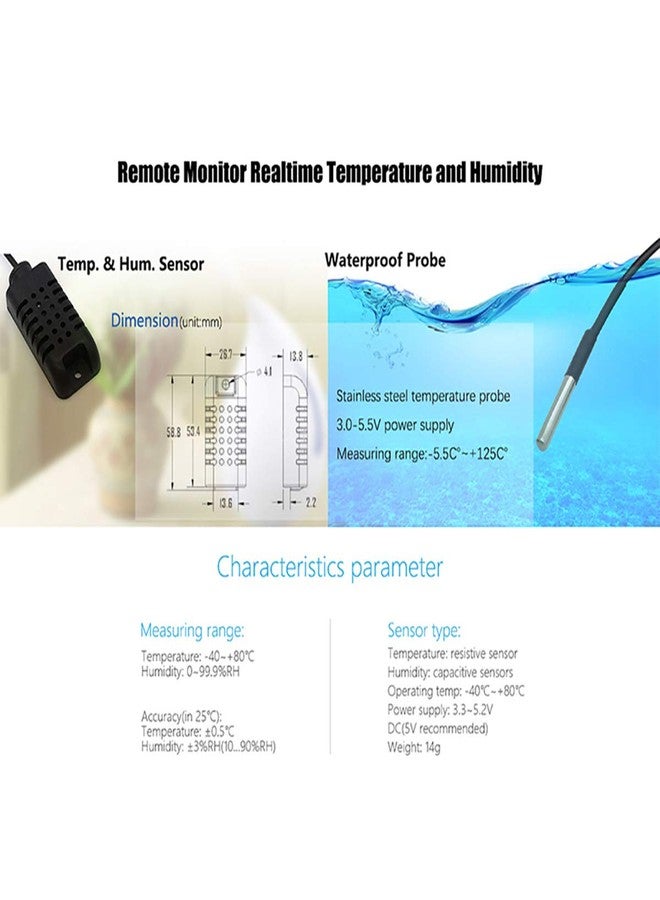 protium Temperature and Humidity Sensor (AM2301) compatible with TH10, TH16, Protium Temp & humidity switches, Non-Waterproof - Image 5