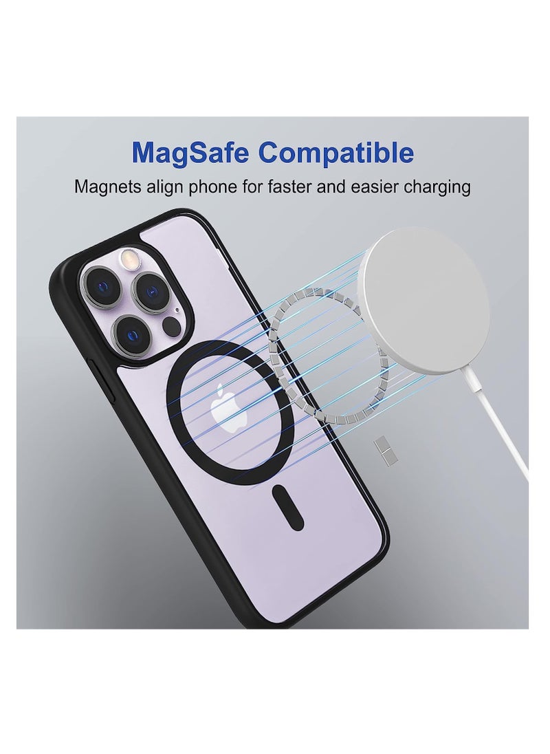 Generic - Case for iPhone 15 Pro Max Magsafe Cover Clear Black Sides Magnetic Wireless Charging Support, Shockproof Protection, Scratch-Resistant by Emodil (Black) - Image 1