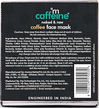 mCaffeine Naked and Raw Coffee Face Mask Enriched with Pure Arabica Coffee Argan Oil and Vitamin E Removes Excess Oil and Avert Dryness 100 g - Image 4
