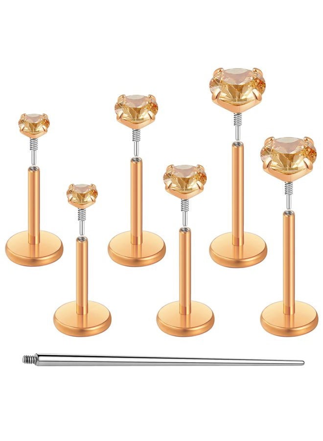 Gotumo 20G 18G 16G Flat Back Earrings Stud Nose Ring Titanium Internal Thread Tragus Labret Cartilage Lip Medusa Conch Body Piercing Jewelry Nose Stud Hypoallergenic for Women Men, 20G Bar-6/7/8mm & - Image 1