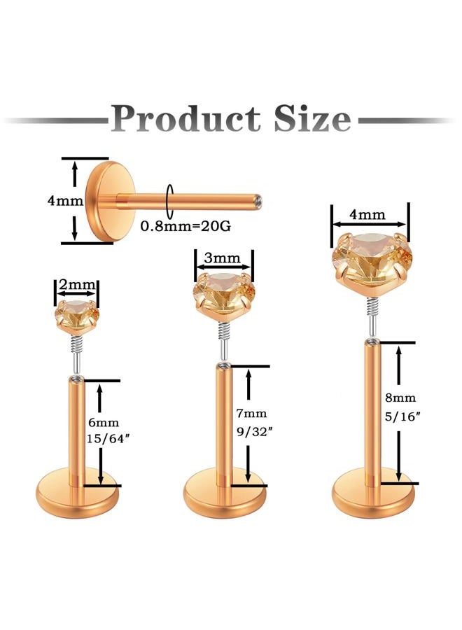 Gotumo 20G 18G 16G Flat Back Earrings Stud Nose Ring Titanium Internal Thread Tragus Labret Cartilage Lip Medusa Conch Body Piercing Jewelry Nose Stud Hypoallergenic for Women Men, 20G Bar-6/7/8mm & - Image 2