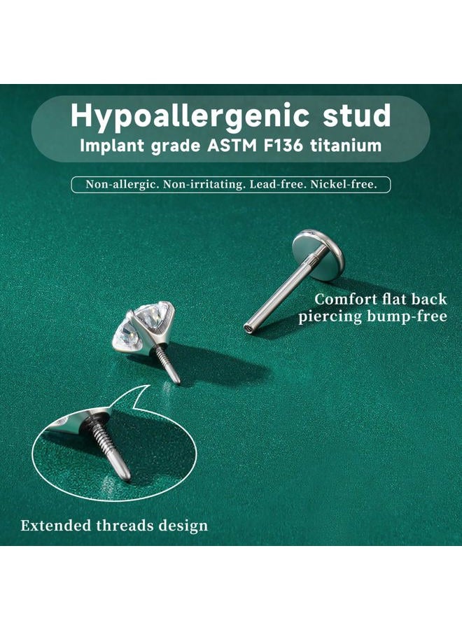 Gotumo 20G 18G 16G Flat Back Earrings Stud Nose Ring Titanium Internal Thread Tragus Labret Cartilage Lip Medusa Conch Body Piercing Jewelry Nose Stud Hypoallergenic for Women Men, 20G Bar-6/7/8mm & - Image 4