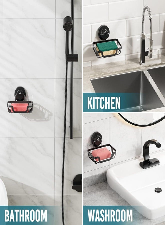 TAILI Soap Holder Bar Dish Suction Cup, Bar Shampoo Rack for Shower Wall, Draining Soap Saver Tray for Bathroom, Rustproof Stainless Steel Sponge Holder for Tub, Kitchen, Drill-Free, Black - Image 4