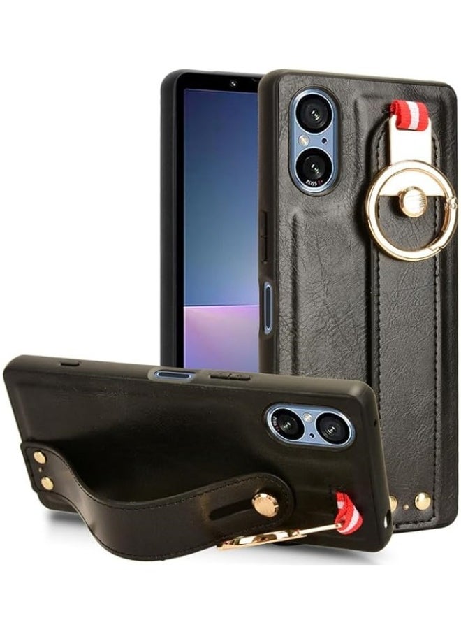 Generic - Compatible with Sony Xperia 5 V Case with Ring Holder & Hand Straps & Neck Straps, Scratch-Resistant Skin-Friendly Leather Protective Cover Case - Image 1