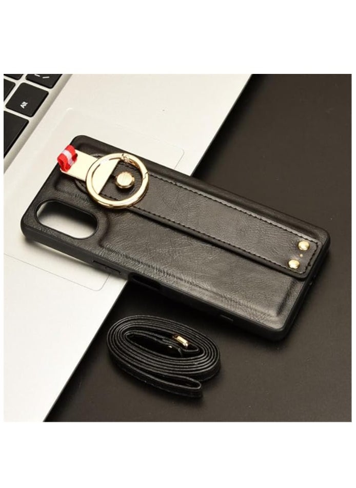 Generic - Compatible with Sony Xperia 5 V Case with Ring Holder & Hand Straps & Neck Straps, Scratch-Resistant Skin-Friendly Leather Protective Cover Case - Image 1