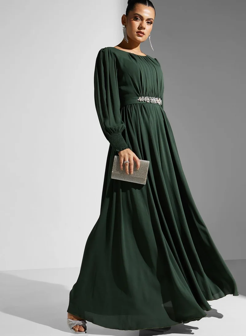 ali_asaad Embellished Belted Dress