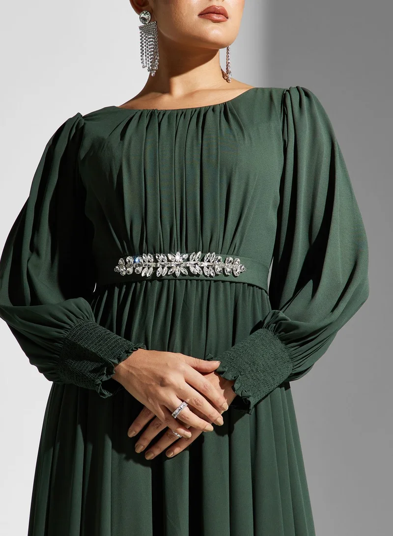 ali_asaad Embellished Belted Dress