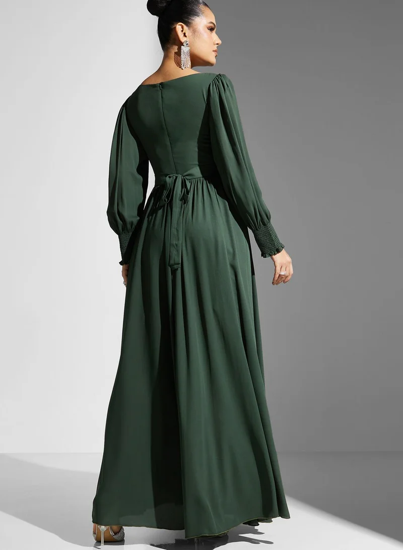 ali_asaad Embellished Belted Dress