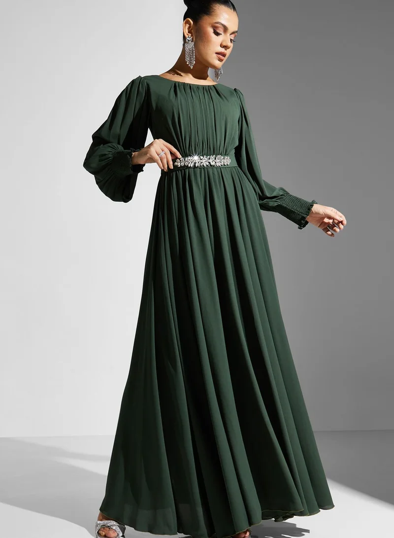 ali_asaad Embellished Belted Dress