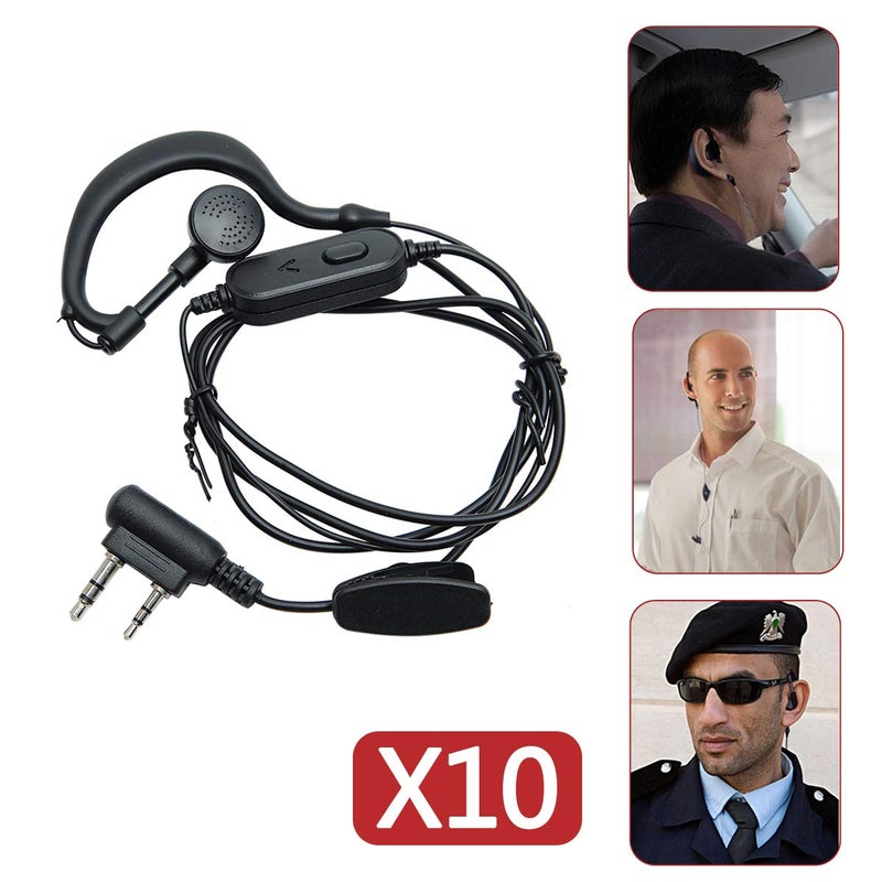 BAOFENG Walkie Talkie Earpiece with Mic 2 Pin K Port Headset for UV-5R BF-F8HP PRO AR-5RM UV-5RM K5PLUS UV-21R UV-5G Plus AR-152 UV-32 UV-17R BF-888S GM-15PRO UV-S9 Plus Etc (10Pack) - Image 2