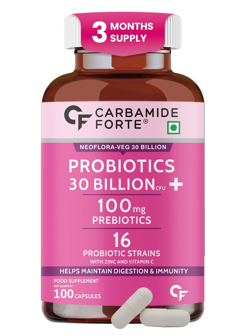 CARBAMIDE FORTE Carbamide Forte Probiotics Supplement 30 Billion for Women & Men - 100 Veg Capsules  - Image 1