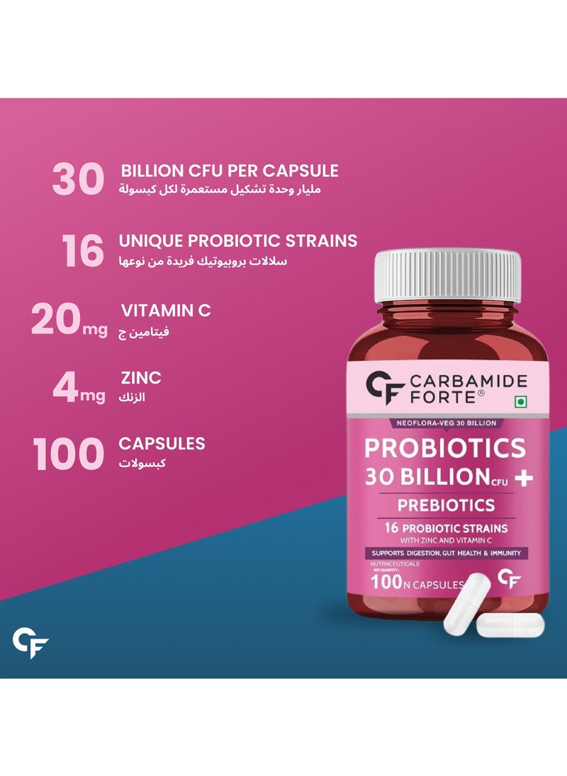 CARBAMIDE FORTE Carbamide Forte Probiotics Supplement 30 Billion for Women & Men - 100 Veg Capsules  - Image 5