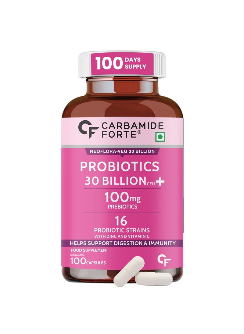 CARBAMIDE FORTE Carbamide Forte Probiotics Supplement 30 Billion for Women & Men - 100 Veg Capsules  - Image 1