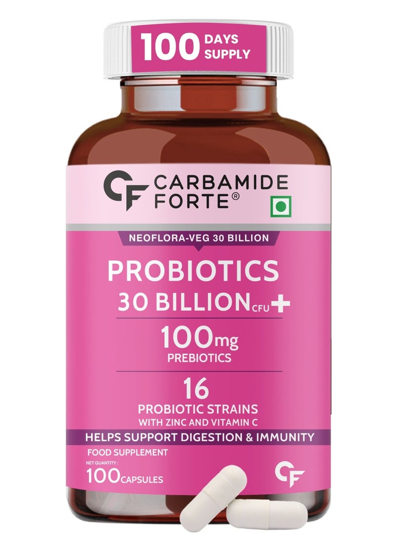 CARBAMIDE FORTE Carbamide Forte Probiotics Supplement 30 Billion for Women & Men - 100 Veg Capsules  - Image 1