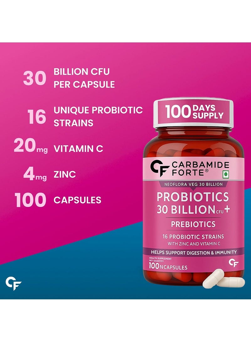 Carbamide Forte Probiotics Supplement 30 Billion for Women & Men - 100 Veg Capsules - Image 5