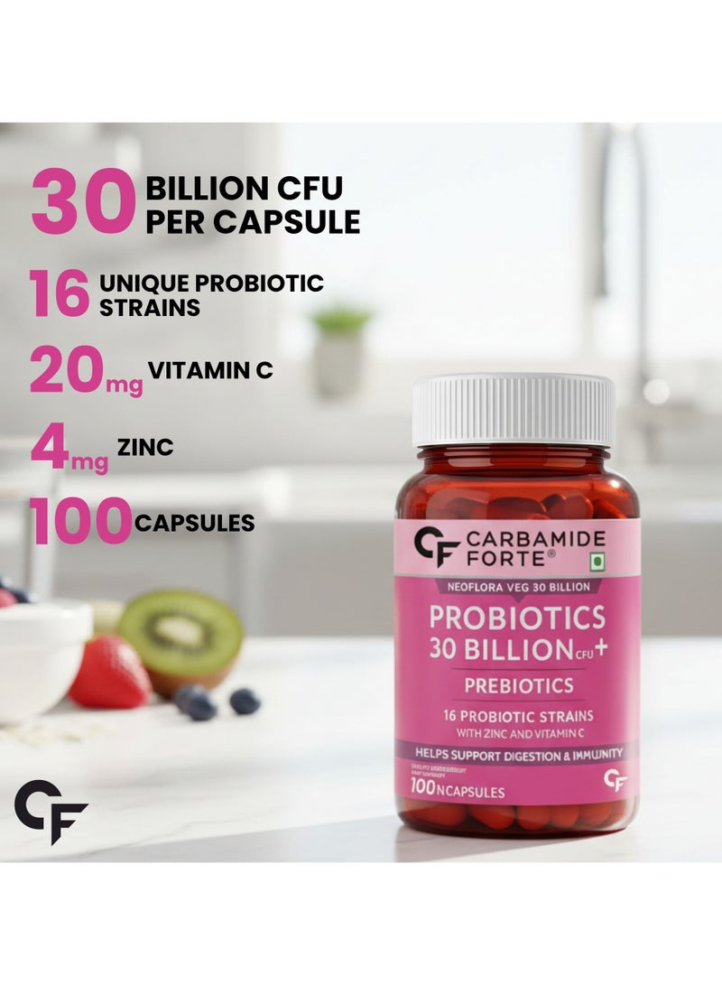 Carbamide Forte Probiotics Supplement 30 Billion for Women & Men - 100 Veg Capsules - Image 5